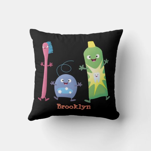 かわいい歯ブラシ歯磨き歯磨き用フロス漫画 クッション (裏面)