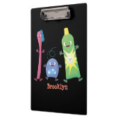 かわいい歯ブラシ歯磨き歯磨き用フロス漫画 クリップボード (左)