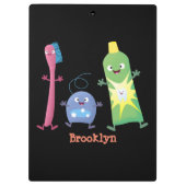 かわいい歯ブラシ歯磨き歯磨き用フロス漫画 クリップボード (裏面)