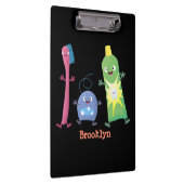 かわいい歯ブラシ歯磨き歯磨き用フロス漫画 クリップボード (右)