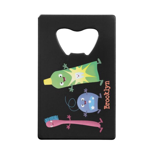 かわいい歯ブラシ歯磨き歯磨き用フロス漫画 クレジットカード栓抜き (裏面)