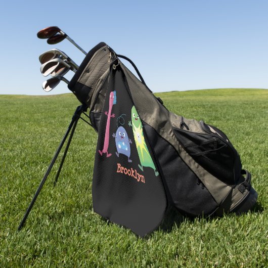 かわいい歯ブラシ歯磨き歯磨き用フロス漫画 ゴルフタオル (グリーン)