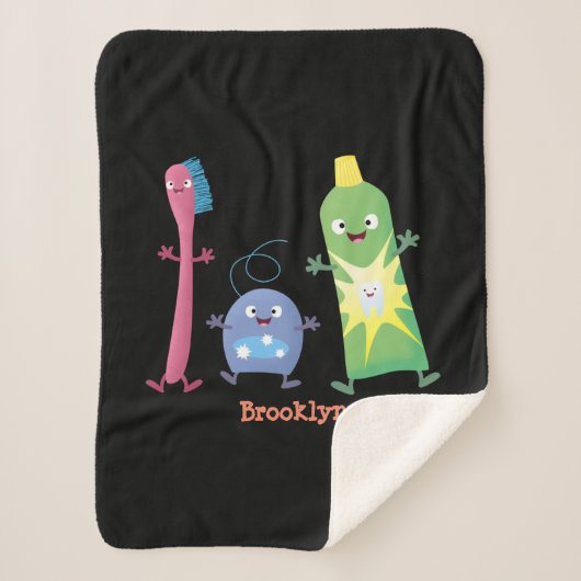 かわいい歯ブラシ歯磨き歯磨き用フロス漫画 シェルパブランケット (正面)