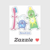 かわいい歯ブラシ歯磨き歯磨き用フロス漫画 シール (シート)
