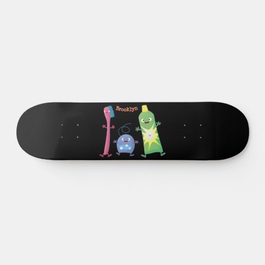 かわいい歯ブラシ歯磨き歯磨き用フロス漫画 スケートボード (横)