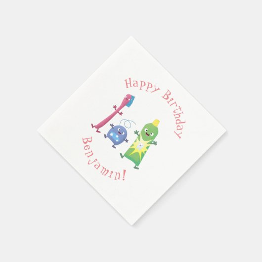 かわいい歯ブラシ歯磨き歯磨き用フロス漫画 スタンダードカクテルナプキン (角)