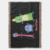 かわいい歯ブラシ歯磨き歯磨き用フロス漫画 スローブランケット (正面縦)