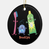 かわいい歯ブラシ歯磨き歯磨き用フロス漫画 セラミックオーナメント (左)