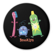 かわいい歯ブラシ歯磨き歯磨き用フロス漫画 セラミックノブ (正面)