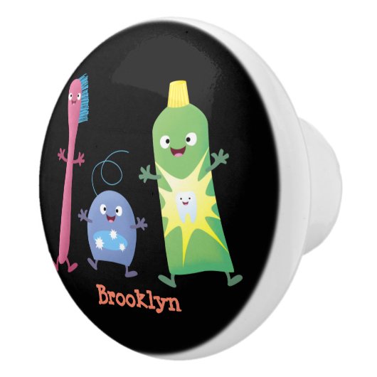 かわいい歯ブラシ歯磨き歯磨き用フロス漫画 セラミックノブ (右)