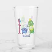 かわいい歯ブラシ歯磨き歯磨き用フロス漫画 タンブラーグラス (裏面)