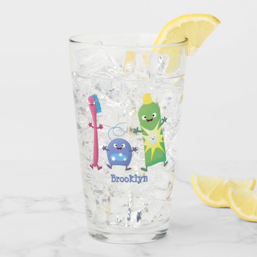 かわいい歯ブラシ歯磨き歯磨き用フロス漫画 タンブラーグラス (アイス裏面)