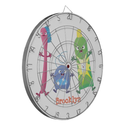 かわいい歯ブラシ歯磨き歯磨き用フロス漫画 ダーツボード (正面左)