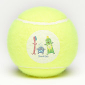 かわいい歯ブラシ歯磨き歯磨き用フロス漫画 テニスボール (裏面)