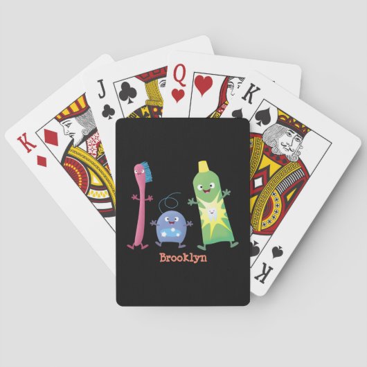 かわいい歯ブラシ歯磨き歯磨き用フロス漫画 トランプ (裏面)