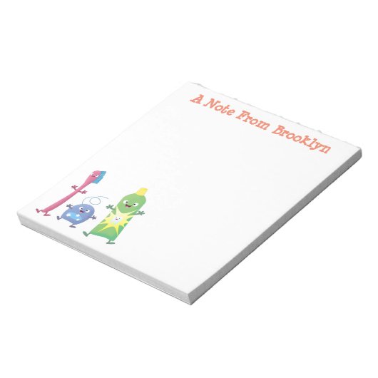 かわいい歯ブラシ歯磨き歯磨き用フロス漫画 ノートパッド (回転)