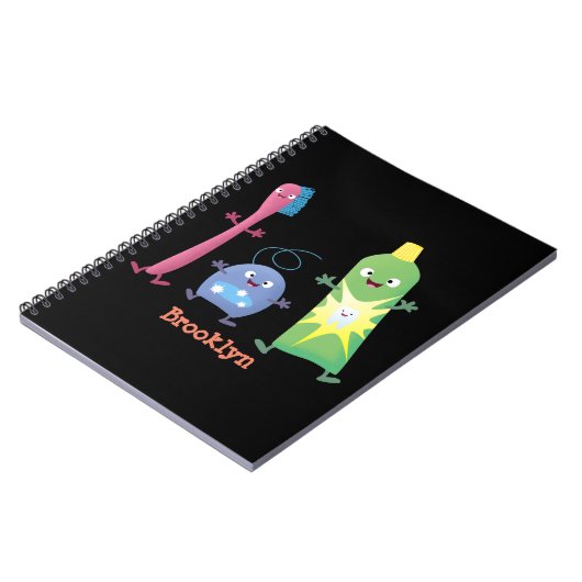 かわいい歯ブラシ歯磨き歯磨き用フロス漫画 ノートブック (左側)