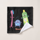 かわいい歯ブラシ歯磨き歯磨き用フロス漫画 バスタオルセット (ウォッシュタオル)