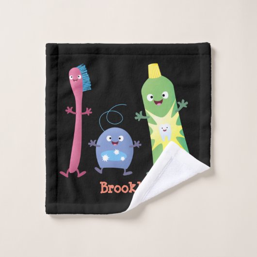 かわいい歯ブラシ歯磨き歯磨き用フロス漫画 バスタオルセット (ウォッシュタオル)