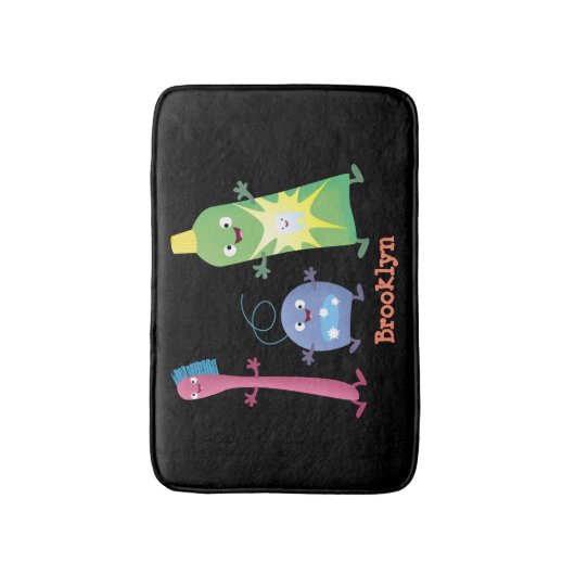 かわいい歯ブラシ歯磨き歯磨き用フロス漫画 バスマット (正面縦)