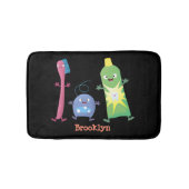 かわいい歯ブラシ歯磨き歯磨き用フロス漫画 バスマット (正面)