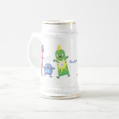 かわいい歯ブラシ歯磨き歯磨き用フロス漫画 ビールジョッキ (正面左)