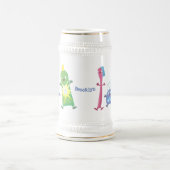 かわいい歯ブラシ歯磨き歯磨き用フロス漫画 ビールジョッキ (中央)