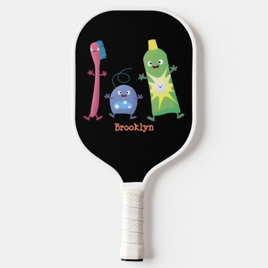 かわいい歯ブラシ歯磨き歯磨き用フロス漫画 ピックルボールラケット (裏面)