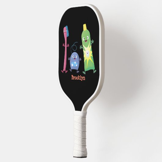 かわいい歯ブラシ歯磨き歯磨き用フロス漫画 ピックルボールラケット (左)