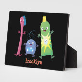 かわいい歯ブラシ歯磨き歯磨き用フロス漫画 フォトプラーク (側面)