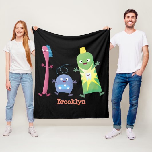 かわいい歯ブラシ歯磨き歯磨き用フロス漫画 フリースブランケット (インサイチュ)