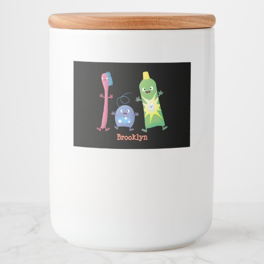 かわいい歯ブラシ歯磨き歯磨き用フロス漫画 フードラベル (正面)