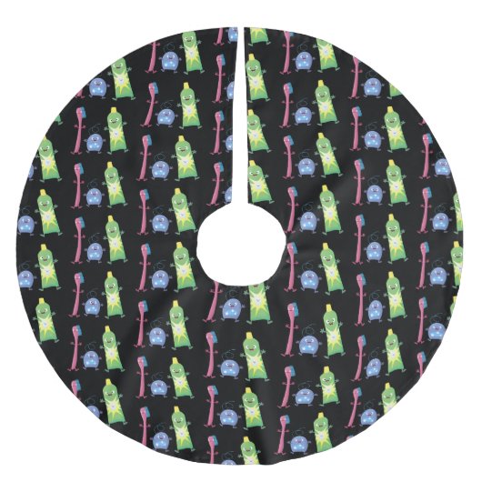 かわいい歯ブラシ歯磨き歯磨き用フロス漫画 ブラッシュドポリエステルツリースカート (正面)