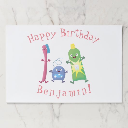 かわいい歯ブラシ歯磨き歯磨き用フロス漫画 ペーパーパッド (正面)