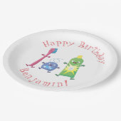 かわいい歯ブラシ歯磨き歯磨き用フロス漫画 ペーパープレート (アングル)