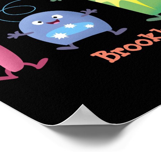 かわいい歯ブラシ歯磨き歯磨き用フロス漫画 ポスター (角)