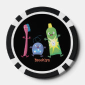 かわいい歯ブラシ歯磨き歯磨き用フロス漫画 ポーカーチップ (裏面)