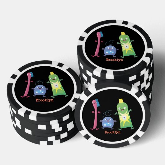 かわいい歯ブラシ歯磨き歯磨き用フロス漫画 ポーカーチップ (積み重ね)