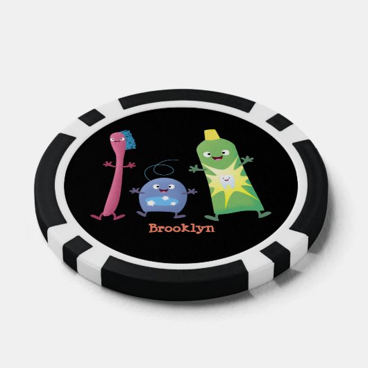 かわいい歯ブラシ歯磨き歯磨き用フロス漫画 ポーカーチップ (シングル)