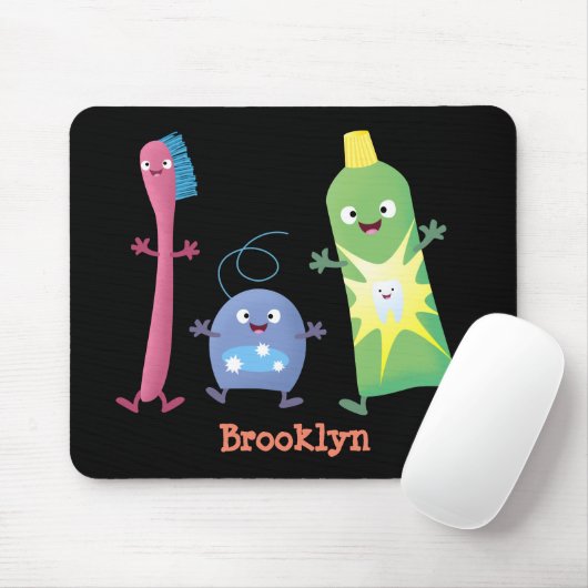 かわいい歯ブラシ歯磨き歯磨き用フロス漫画 マウスパッド (マウス)