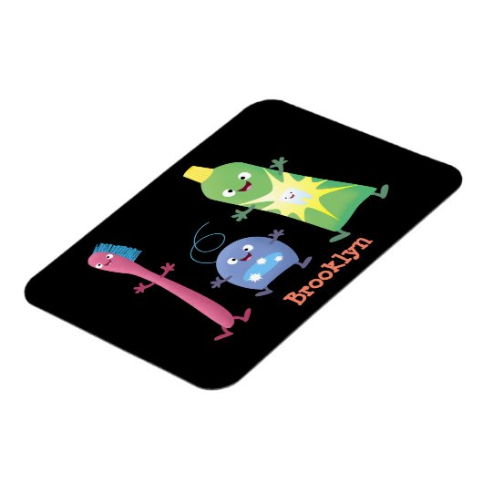 かわいい歯ブラシ歯磨き歯磨き用フロス漫画 マグネット (左側)