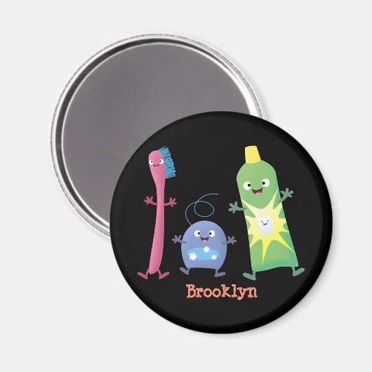 かわいい歯ブラシ歯磨き歯磨き用フロス漫画 マグネット (正面/裏面)