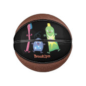 かわいい歯ブラシ歯磨き歯磨き用フロス漫画 ミニバスケットボール (正面)