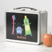 かわいい歯ブラシ歯磨き歯磨き用フロス漫画 メタルランチボックス (インサイチュ)