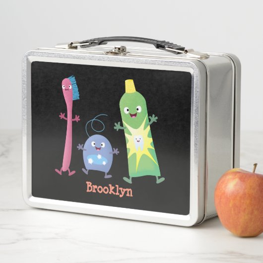 かわいい歯ブラシ歯磨き歯磨き用フロス漫画 メタルランチボックス (インサイチュ)