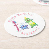 かわいい歯ブラシ歯磨き歯磨き用フロス漫画 ラウンドペーパーコースター (アングル)