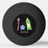 かわいい歯ブラシ歯磨き歯磨き用フロス漫画 卓球ボール (裏面)