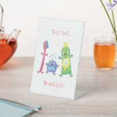 かわいい歯ブラシ歯磨き歯磨き用フロス漫画 台座サイン (インサイチュ)