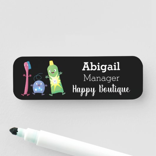 かわいい歯ブラシ歯磨き歯磨き用フロス漫画 名札 (インサイチュ)