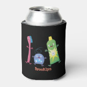 かわいい歯ブラシ歯磨き歯磨き用フロス漫画 缶クーラー (缶正面)